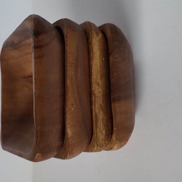 Set of 4 Wooden Square Bowls - Picture 4 of 12